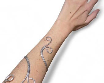 Handmade Silver Wire Arm Cuff Bracelet | Fairycore Whimsical Jewelry