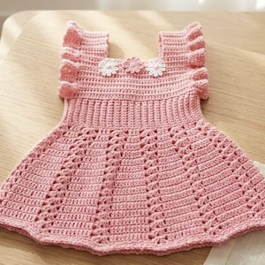 Crochet Dress Pattern, 3-6 Month Baby Frok, Ruffle Strap Pinafore Tutorial (PDF)
