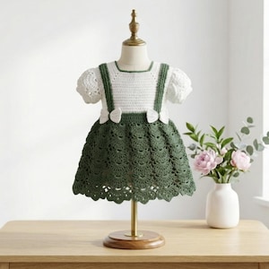 Crochet Baby Dress Pattern | Square Yoke Lace Skirt Frock (0-6 Months)