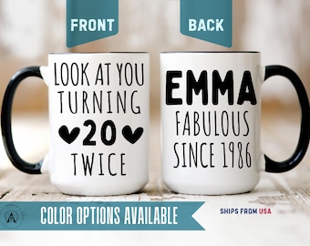 Funny 40th Birthday Coffee Cup, Personalized 40 Years Birthday Cup, Awesome Since 1986 Birthday Mug, Turning 20 twice Birthday Gift [P113]