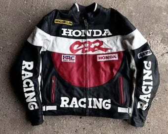 Honda CBR Racing Leather Motorcycle Jacket – Genuine Cowhide Sport Biker Gear
