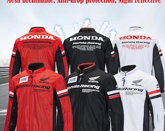 Honda Racing Jacket All-Season Mesh Motorcycle Biker Jacket with Hoodie, Racing Style