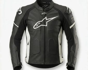 Alpinestars Bike Racing Leather Jacket Men Racing Protective Riding Gear Armored Genuine Cowhide Leather Sport Bike Rider