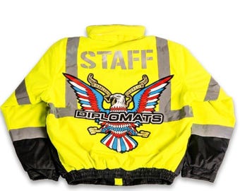 Reflektierende Sicherheitsjacke für Diplomaten - Adler-Grafik-Streetwear-Mantel