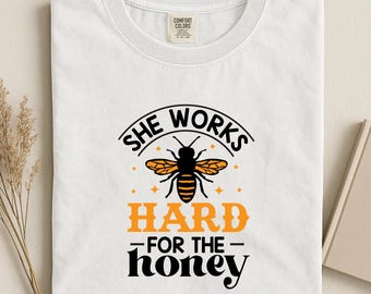 Chemise abeille confort couleurs : elle travaille dur pour le t-shirt graphique miel