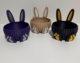 3D-geprinte paasmand - Stijlvol paasnest met gegroefd ontwerp - Decoratieve kom in de vorm van een konijn