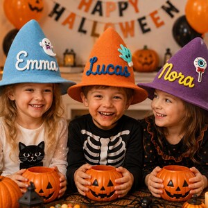Chapeau d'Halloween personnalisé avec nom pour enfants, casquette brodée en 3D, adorable cadeau citrouille pour tout-petit