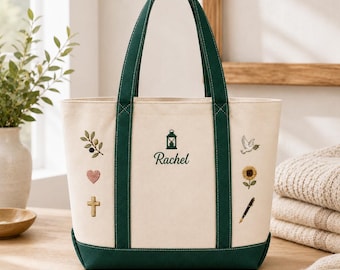 Pioneer School Gift Custom Tote Bag Personalized Pioneer Appreciation Gift Navy Handle Book Bag Ministry School Graduation Present Bag