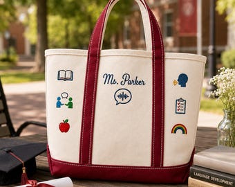 Personalized Speech Therapist Tote Bag, SLP Graduation Gift, Custom Name Work Tote for Language Pathologist