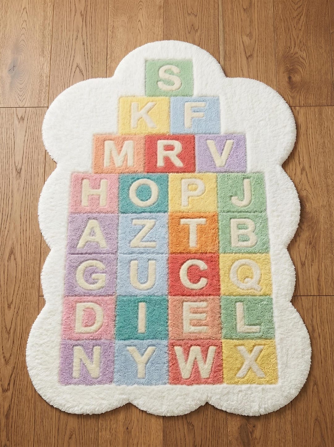 Hand-tufted Wool Alphabet Rug | Pastel ABC Kids Playroom Carpet |size ...