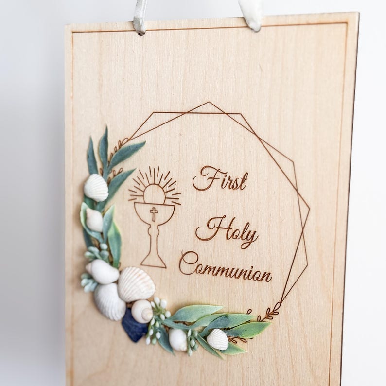 Personalised First Holy Communion Wooden Card for Boy, Communion Plaque ...