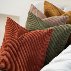 Housse de coussin en velours côtelé, taie d'oreiller lombaire, housse de coussin côtelée douce, coussin dévorant cozu pour canapé de salon, oreillers de toutes tailles