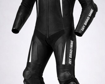 Custom Motorcycle Racing Suit Black Leather | Personalized Biker Suit