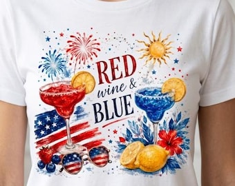 Red Wine & Blue PNG | 4th of July Png  | Independence Day png  | 4th of July Sublimation Design |  Digital Download