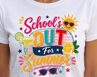 Schools Out For Summer PNG  |Summer Vacation Sublimation | Striped Smiley Face Summer Png |  Retro Beach Vibes Design |  Digital Download