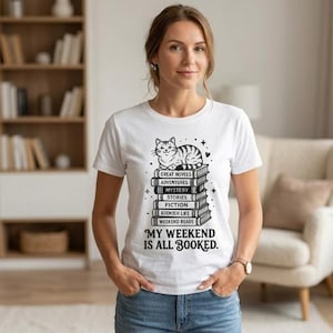 My Weekend Is All Booked SVG | Book Lover Design | Cat Reading Books PNG | Printable Wall Art | Bookish Gift for Readers | Digital Download