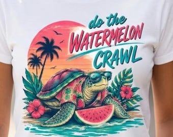 Do the Watermelon Crawl PNG | Striped Turtle Summer Png |  Vacation Png | Catch Phrase png | Coquette Png | Digital Download