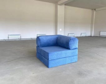 Modular Convertible Sofa Bed – Blue Corduroy Floor Couch