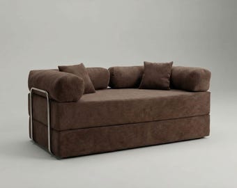 Compact Modular Sofa Bed – Brown Corduroy Convertible Couch