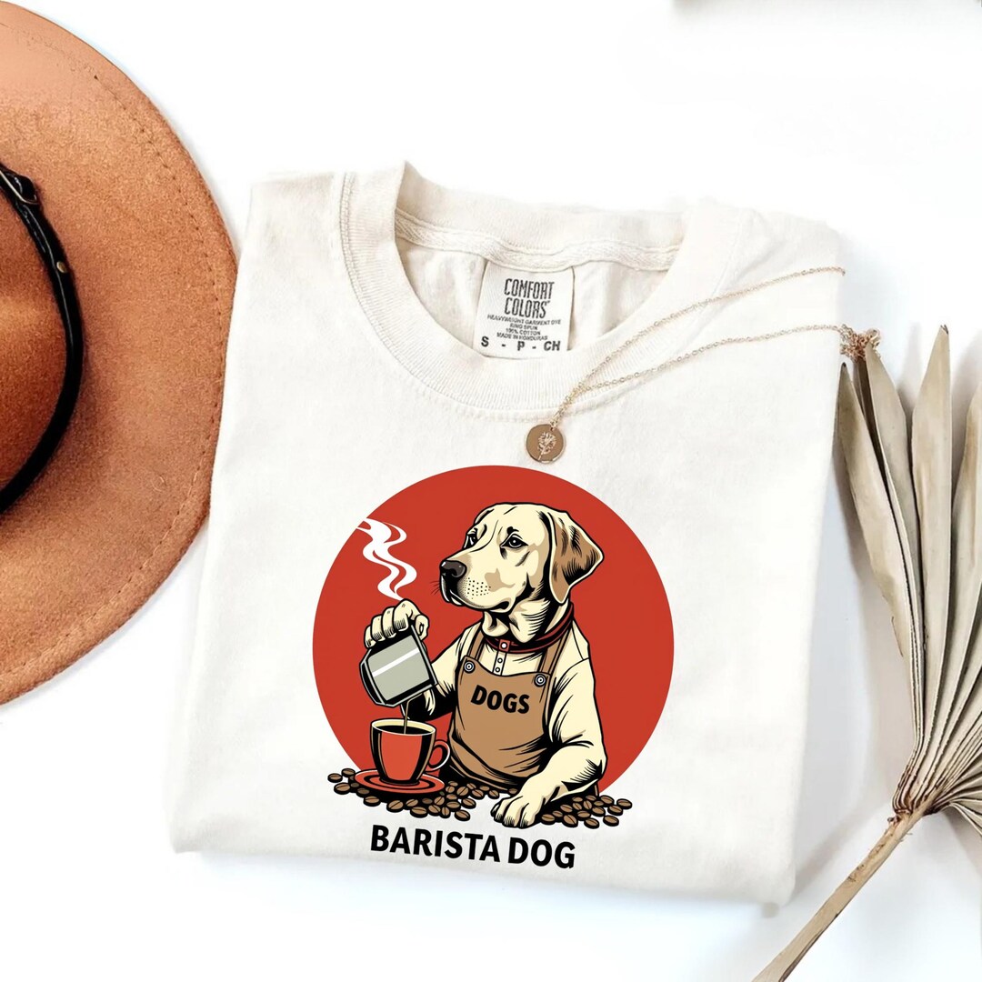 Barista Dog – Cute Coffee Lover Labrador Cartoon Graphic Funny Barista ...