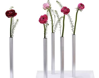Casabloom Magnetic Vase Set of 5, Minimalist Hidden Base Aluminum Table Centerpiece