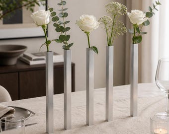 Juego de 5 jarrones magnéticos Casabloom, centro de mesa minimalista de aluminio con base oculta