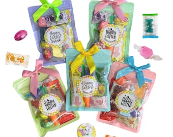Oster-Süßigkeits-Gastgeschenkbeutel - Vorgefüllte Oster-Leckereibeutel, benutzerdefinierte Klassenzimmer-Gastgeschenke, Osterkorbfüller, Frühlings-Süßigkeitsgeschenke