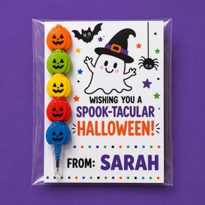 Personalized Halloween Crayon Favor - Stacking Pumpkin Crayons, Non Candy Halloween Treat, Classroom Favor, Party Bag Filler, Boo Basket