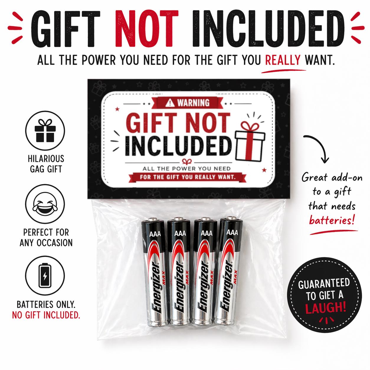 Gift Not Included Graphics Gift Not Included Prank Gift, Battery Only Gag Gift, Funny Empty Gift ...