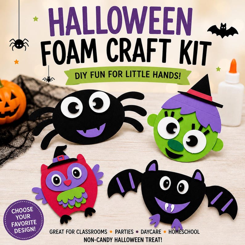 Halloween Foam Craft Kit Set – 4 Individually Packaged Crafts for Kids ...