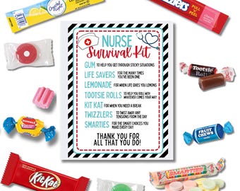 Regalo de agradecimiento para enfermeras - Kit de supervivencia para enfermeras, Regalo de agradecimiento para enfermeras, Regalo para la semana de la enfermería, Regalo para trabajadores de la salud, Agradecimiento al personal