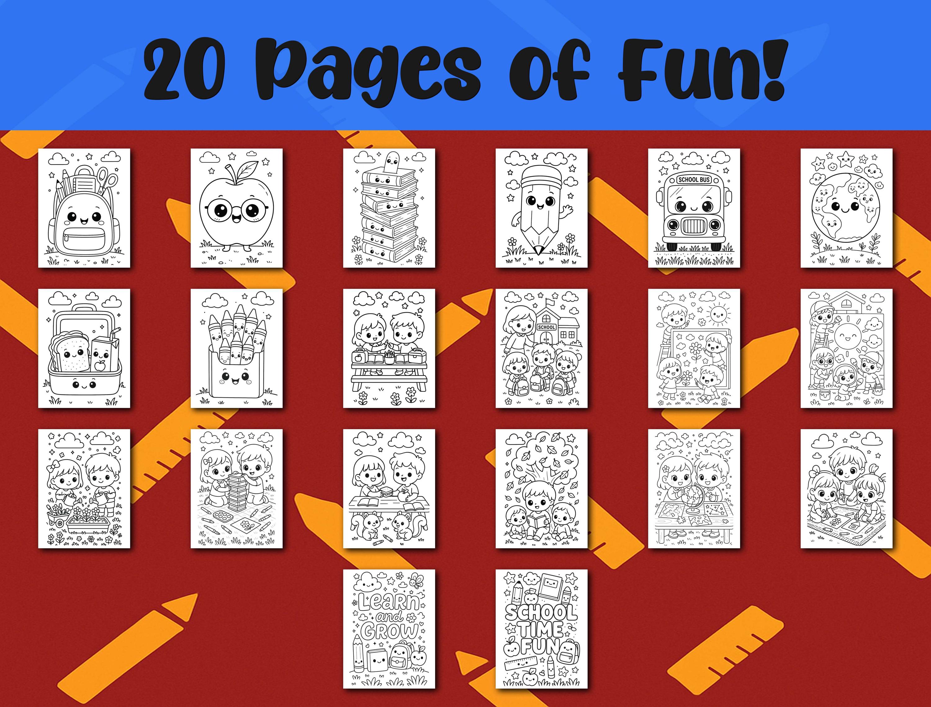 Back to School Coloring Book Printable Digital Download Kids Activities ...