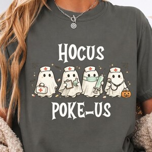 Comfort Colors® Hocus Poke-us Witch Nurse Halloween Shirt, Medical Lab Tech Halloween Shirt, ER Crew Shirt, Spooky Health Professional Shirt