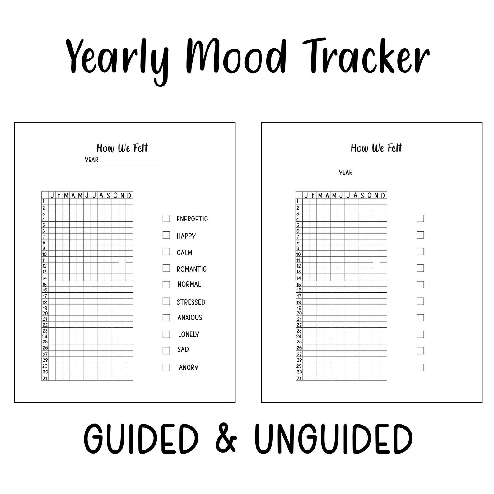 Yearly Mood Tracker Printable | Big Happy Planner Insert | ADHD ...