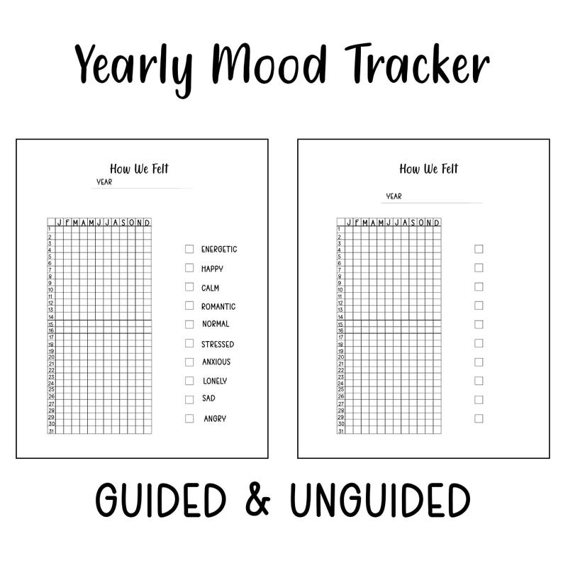 Yearly Mood Tracker Printable | Big Happy Planner Insert | ADHD ...