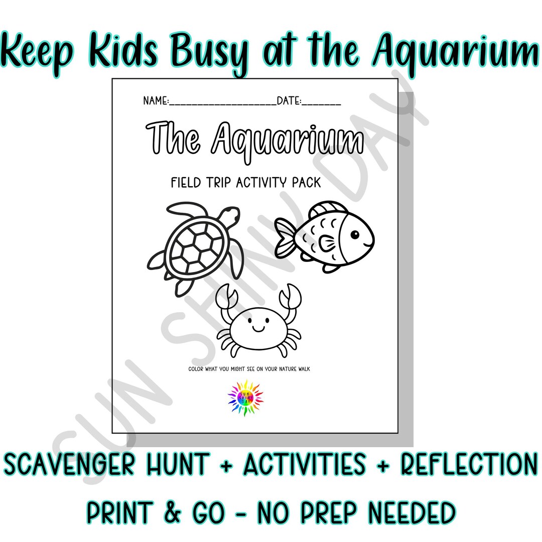 Aquarium Field Trip Activity Pack | Scavenger Hunt, Maze, Coloring ...