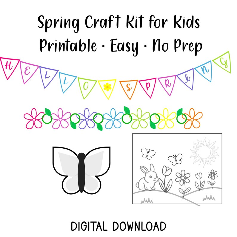 Spring Craft Kit for Kids | Printable Flower Suncatchers, 3D Tulip ...