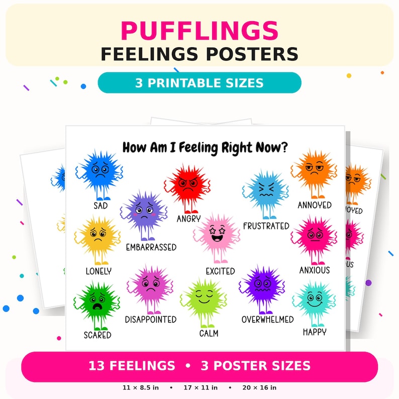 Emotion Chart Craft Feelings Chart for Kids, Printable Emotions Poster, SEL Classroom Decor ...