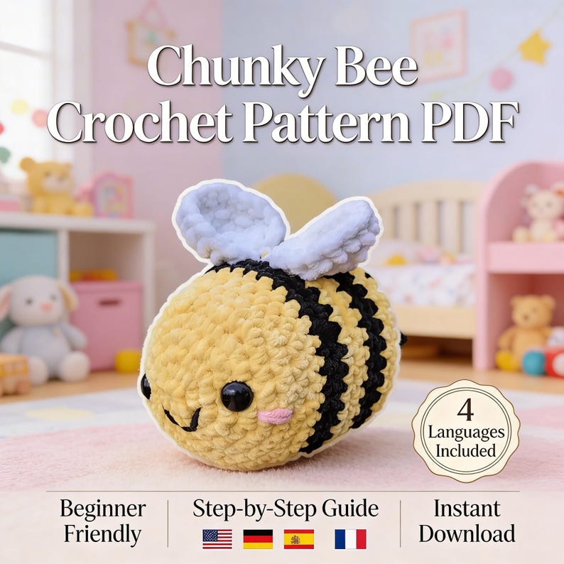 Chunky Bee Crochet Pattern PDF | Amigurumi Bee Plush | Cute Kawaii Toy ...