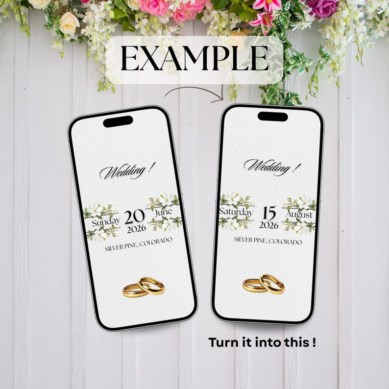 White Roses Elegant Wedding Video Invitation – Editable Animated Canva Template – Black and White Neutral Digital Wedding Invite