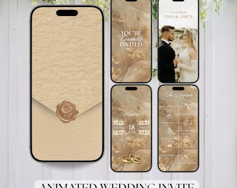 Beige Luxury Wedding Invitation Video Template | Elegant Animated Canva Invite | Editable Animated Wedding Invite