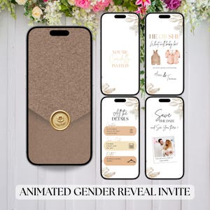 Gender Reveal Invite - He or She Gender Reveal Animated Invitation - Editable Baby Party Digital Video - Cute Baby Shower Canva