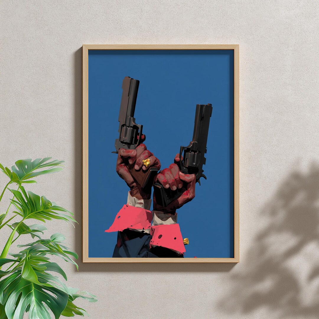 Pop Roll Revolver Western Revolver Pop Art Print, Bold Minimal Action Decor (digital ...