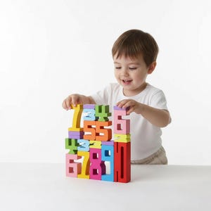 Montessori Wooden Number Blocks, Educational Counting Toy Wooden Learning Cubes, Toddler Math Puzzle, Stacking Toy, Preschool Learning Gift