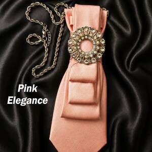 Pink 100% Silk Necklace Tie Accessory with Pearl Accent Pink Pearl Tie Necklace - Etsy main image 3