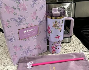 Stanley 40oz Floral Tumbler with Handle, LoveShackFancy Inspired Travel Mug
