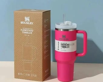 Pink 40oz FlowState Tumbler with Handle & Straw – Insulated Stainless Steel Travel Cup