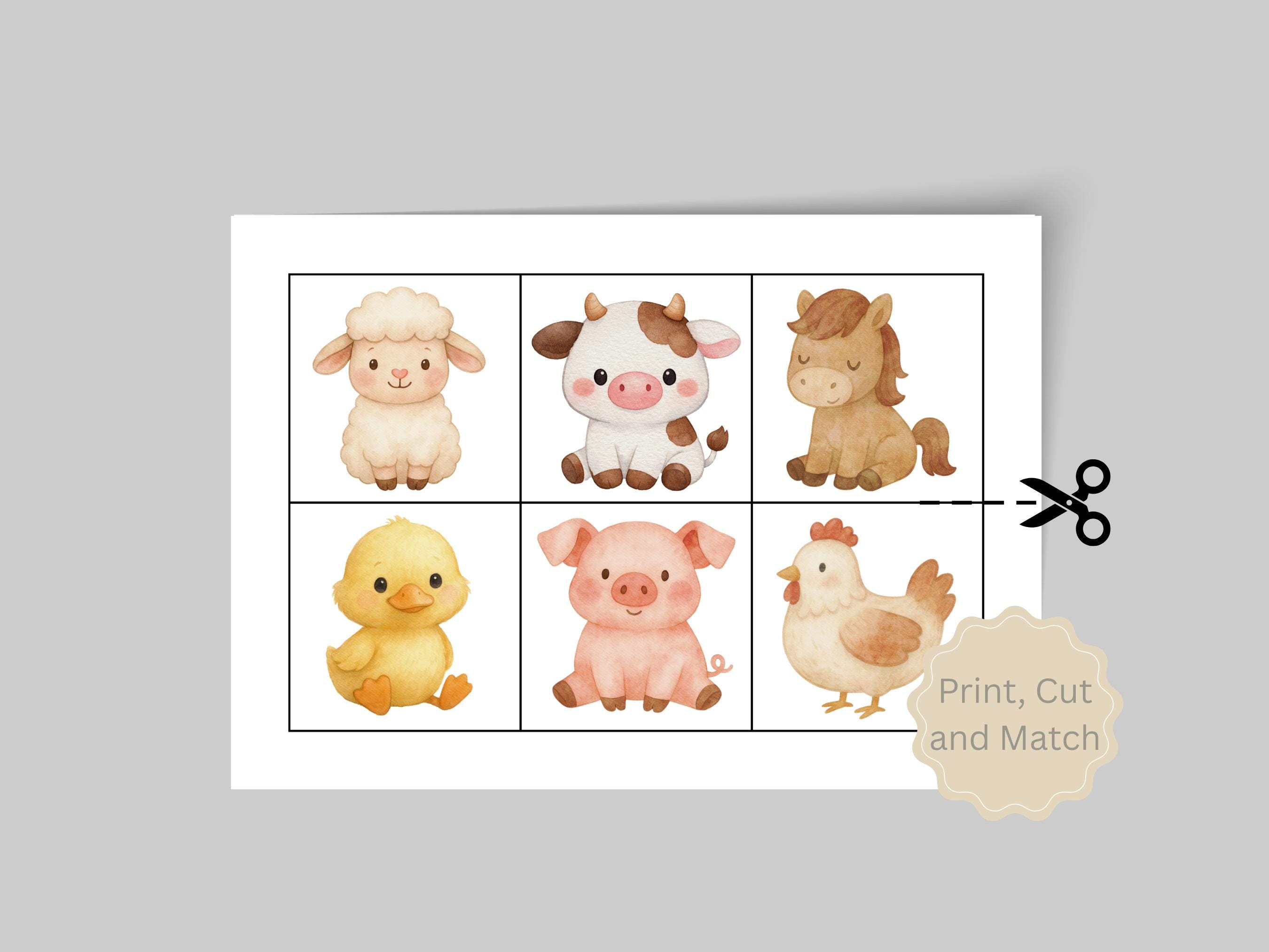 Farm Animals Game | Matching Activity | Preschool Printable | Digital ...