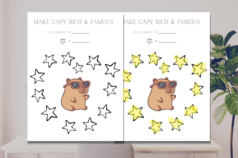 Capybara Savings Tracker Coloring Page | Money Saving Goal (PDF ...