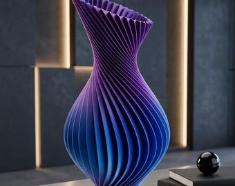 Jarrón en espiral con forma de flor – Jarrón escultural hecho a mano e impreso en 3D para la decoración del hogar.